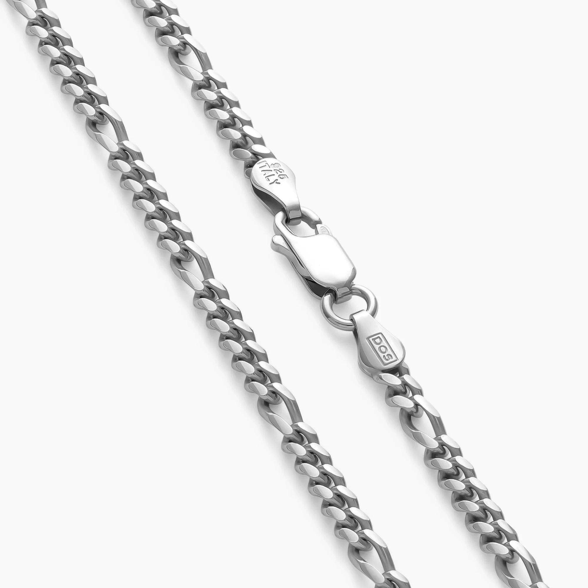 Clasp on the 3mm Silver Figaro Chain