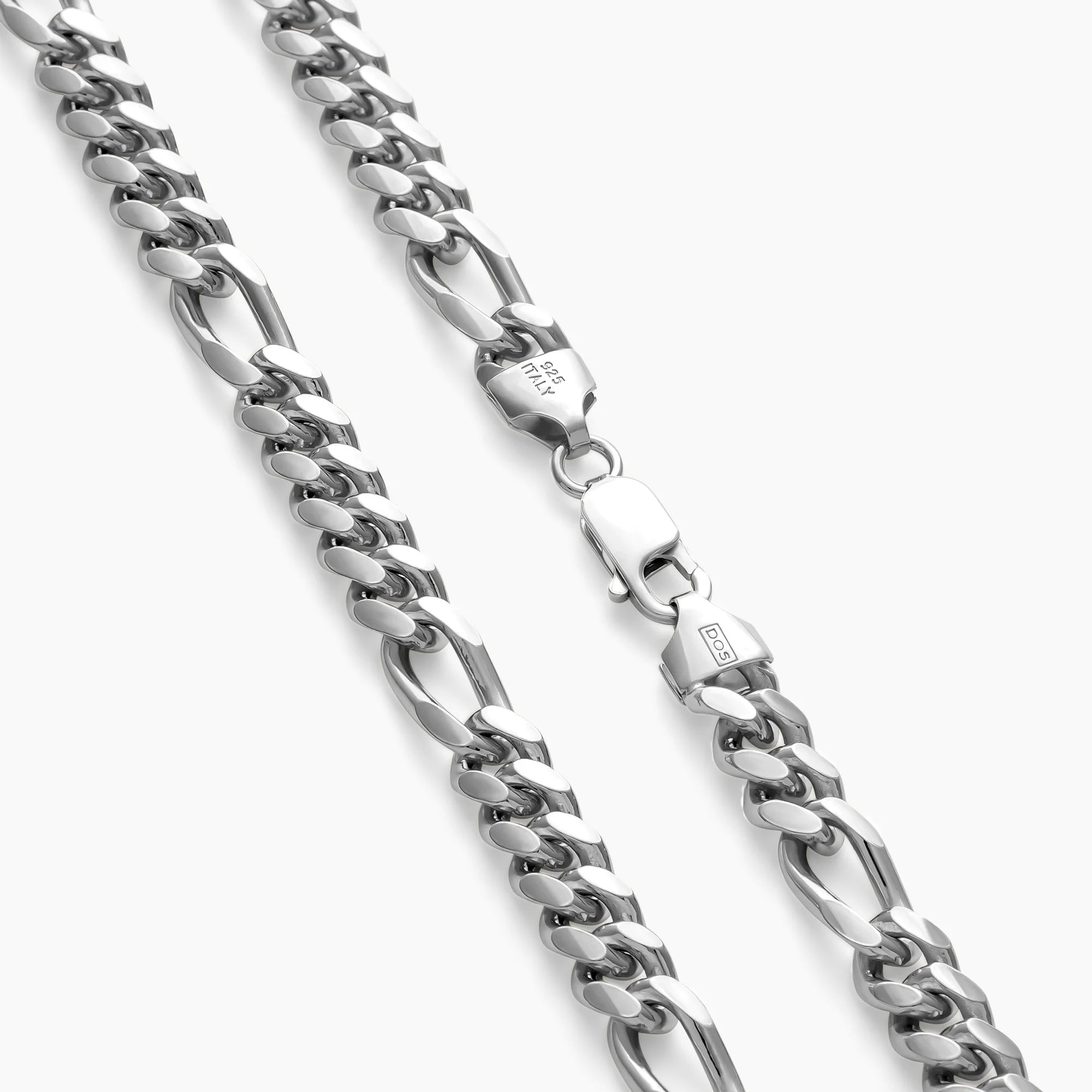 Clasp on the 7mm Silver Figaro Chain