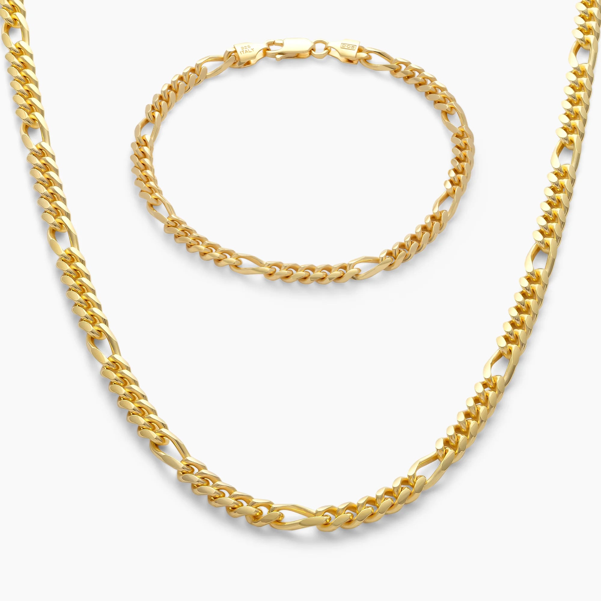Figaro Chain Set 5mm in 18k Gold Vermeil