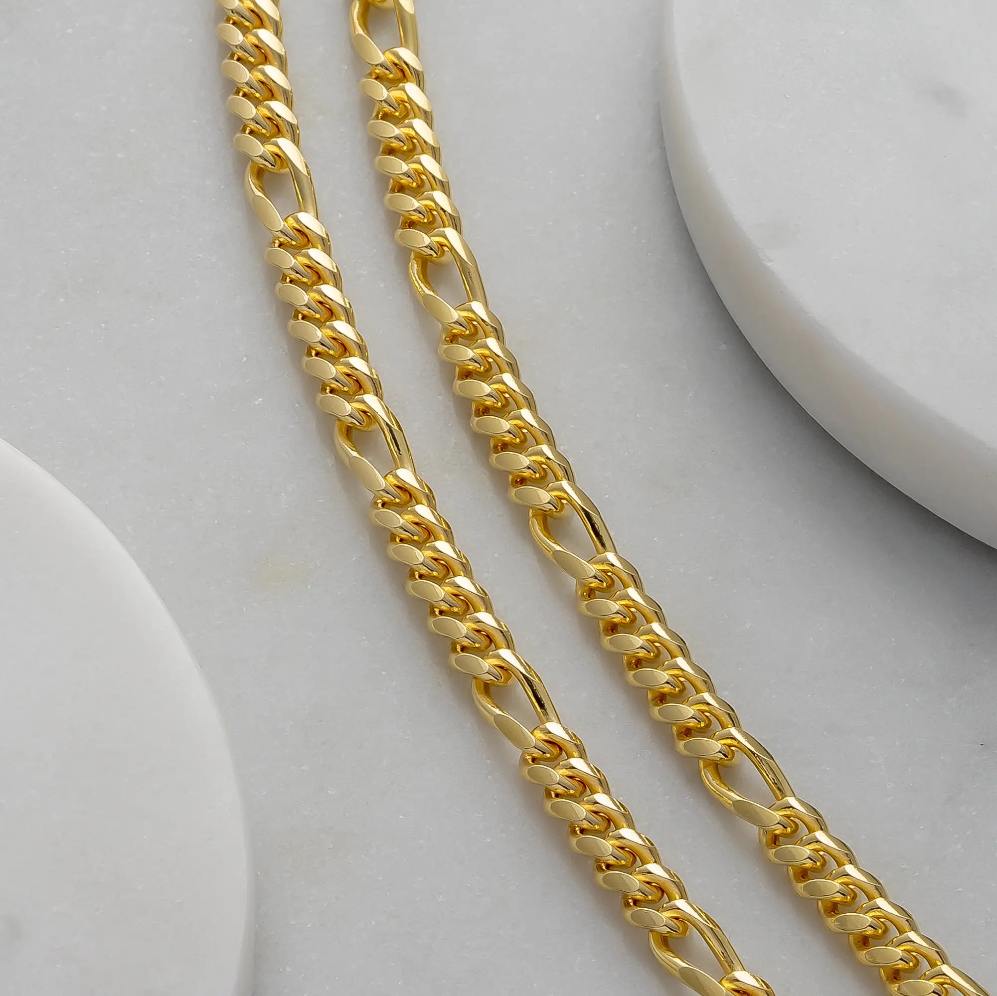 5mm Figaro Gold Chain Set