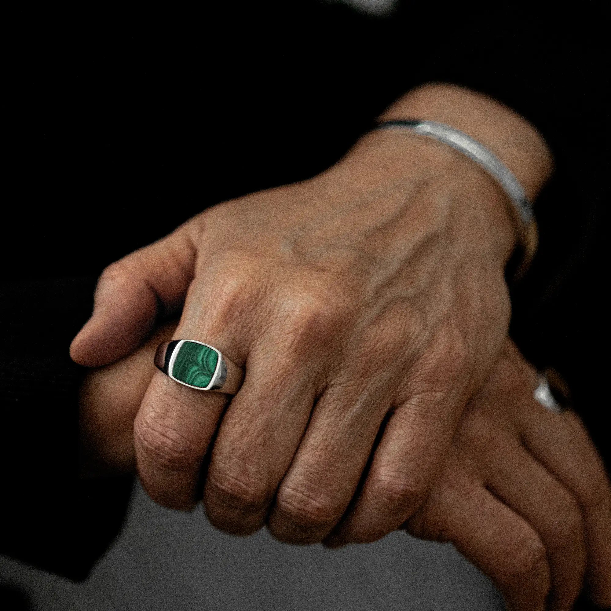 Malachite Signet Ring 12mm Sterling Silver