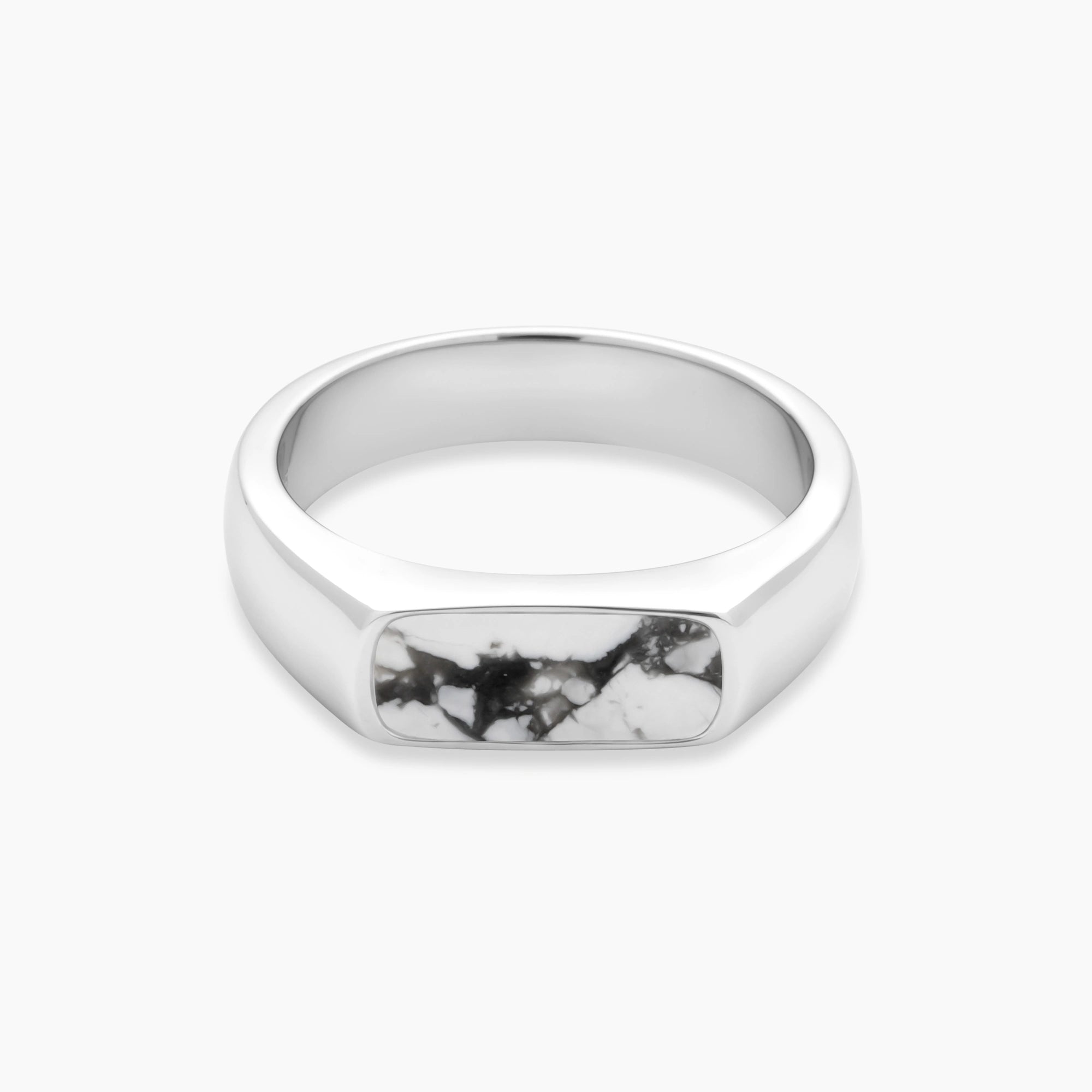 Mini Howlite Signet Ring Sterling Silver