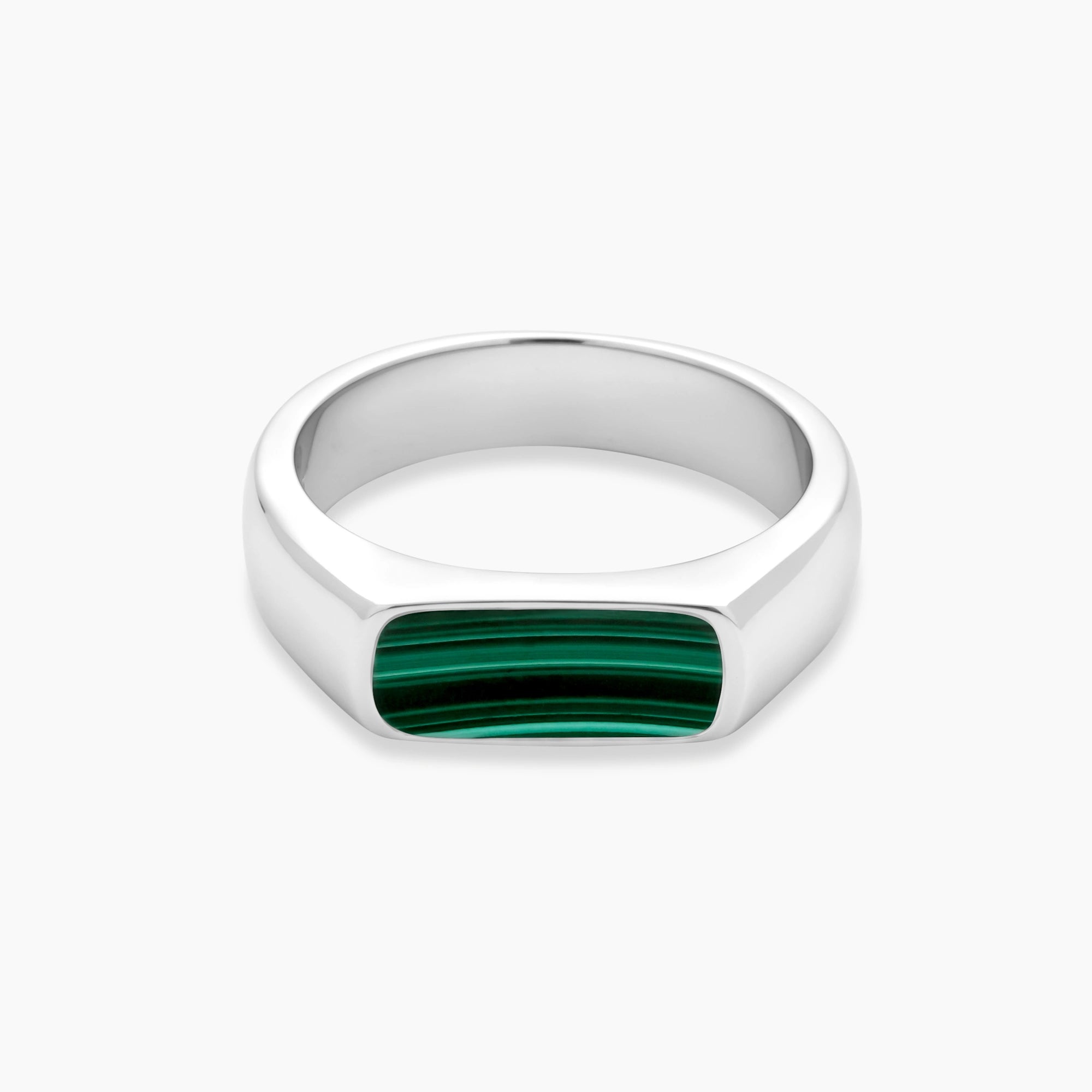 Mini Malachite Signet Ring Sterling Silver