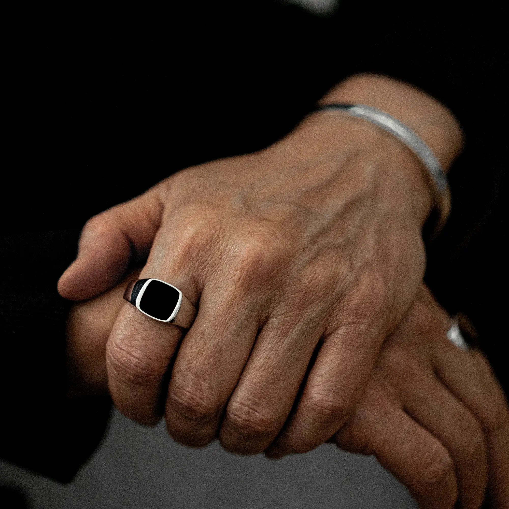 Onyx Signet Ring 12mm Sterling Silver