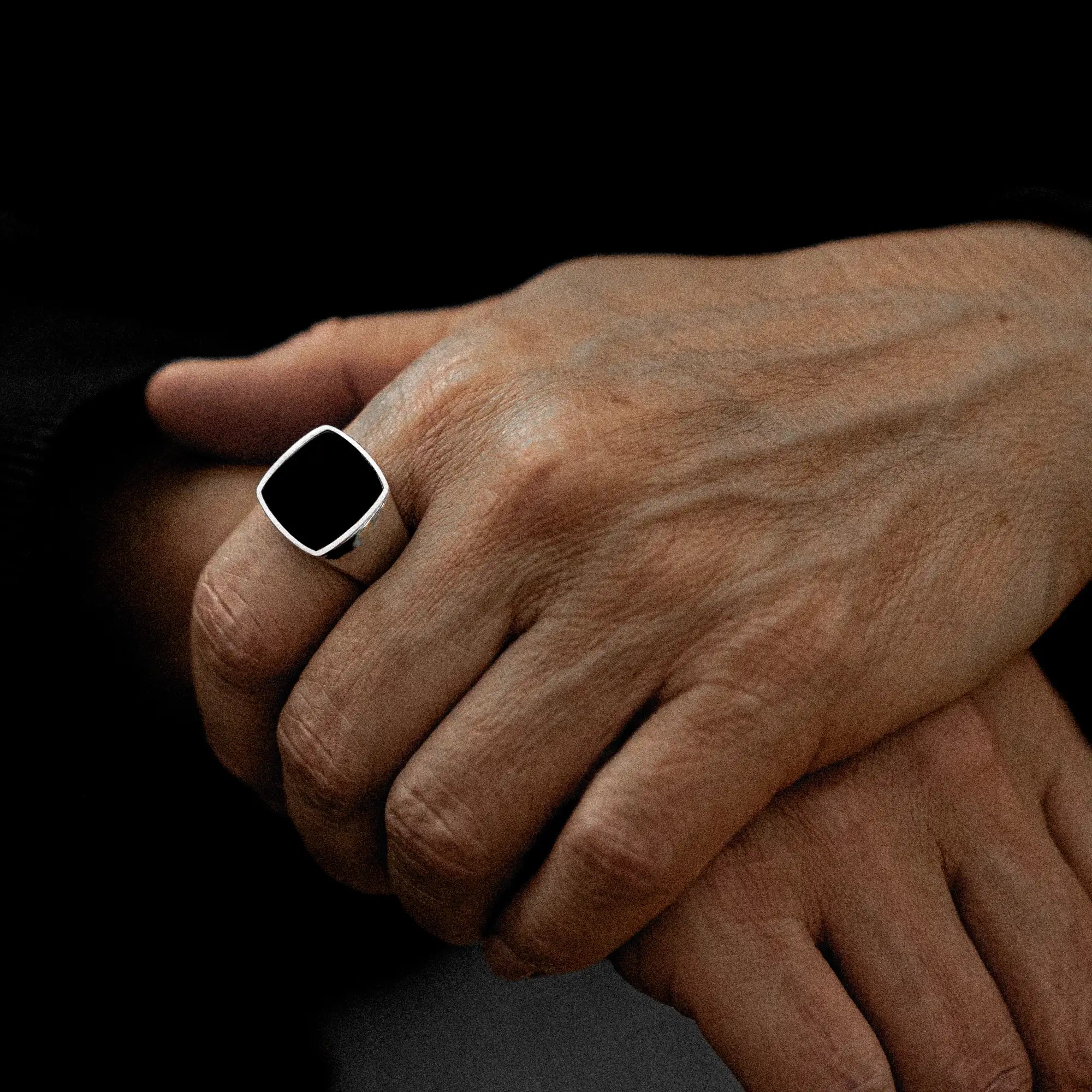 Onyx Signet Ring 17mm Sterling Silver