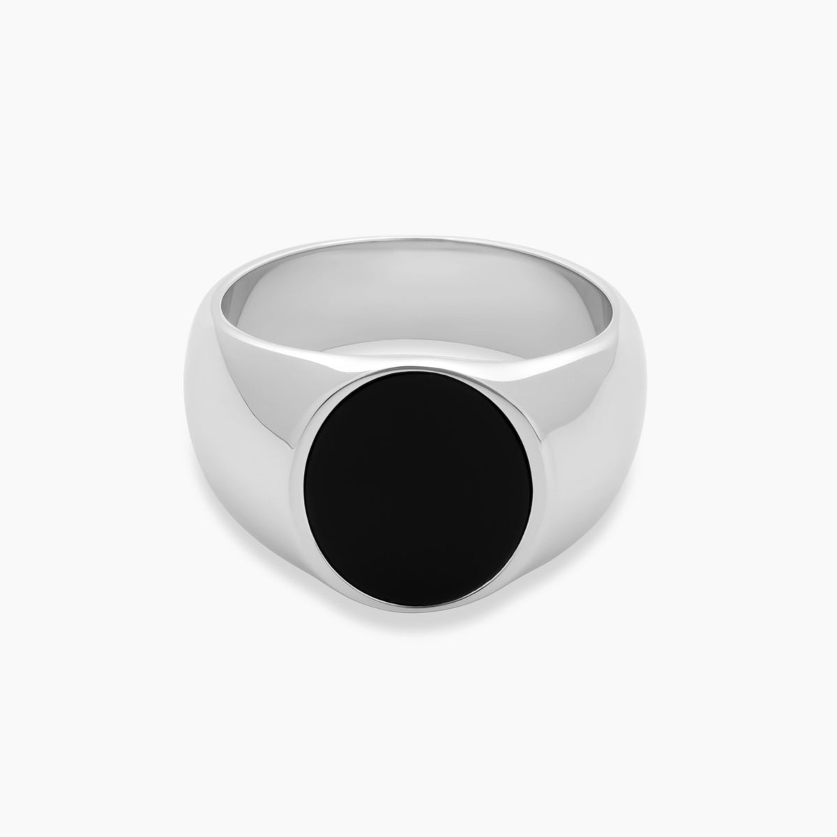 Oval Onyx Signet Ring - 15mm - Men's Sterling Silver Signet Ring