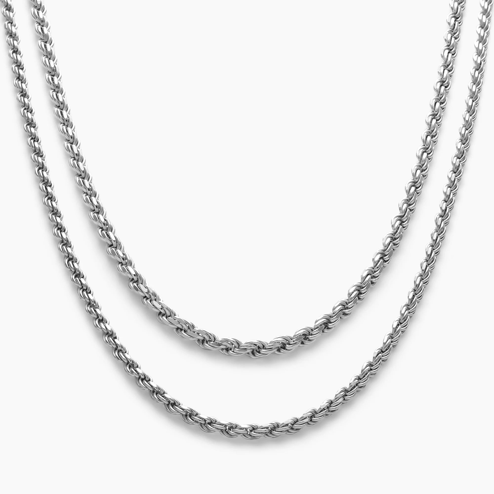 Rope Chain Stack in 925 Sterling Silver
