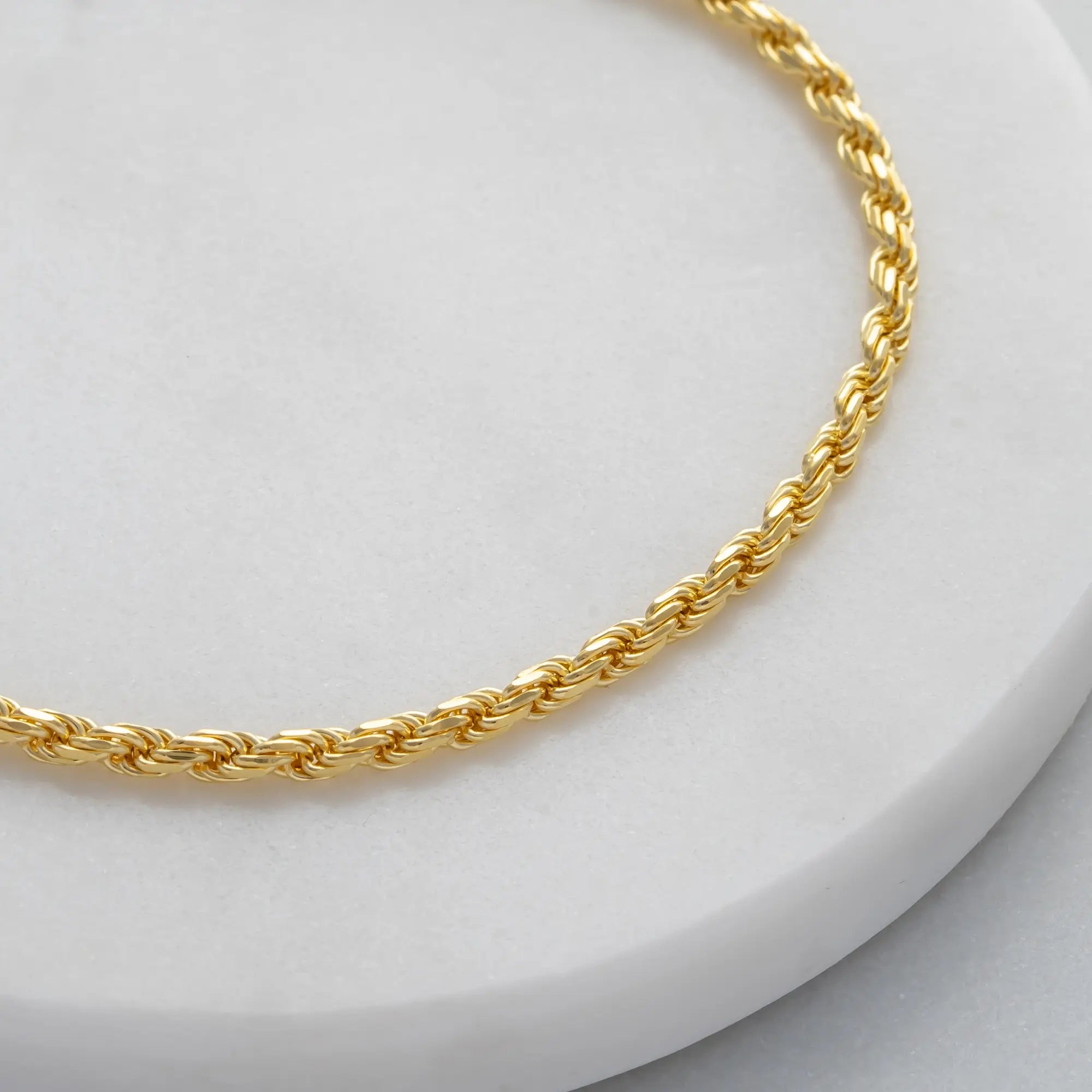 Rope Bracelet 2.5mm in 18k Gold Vermeil Frontview