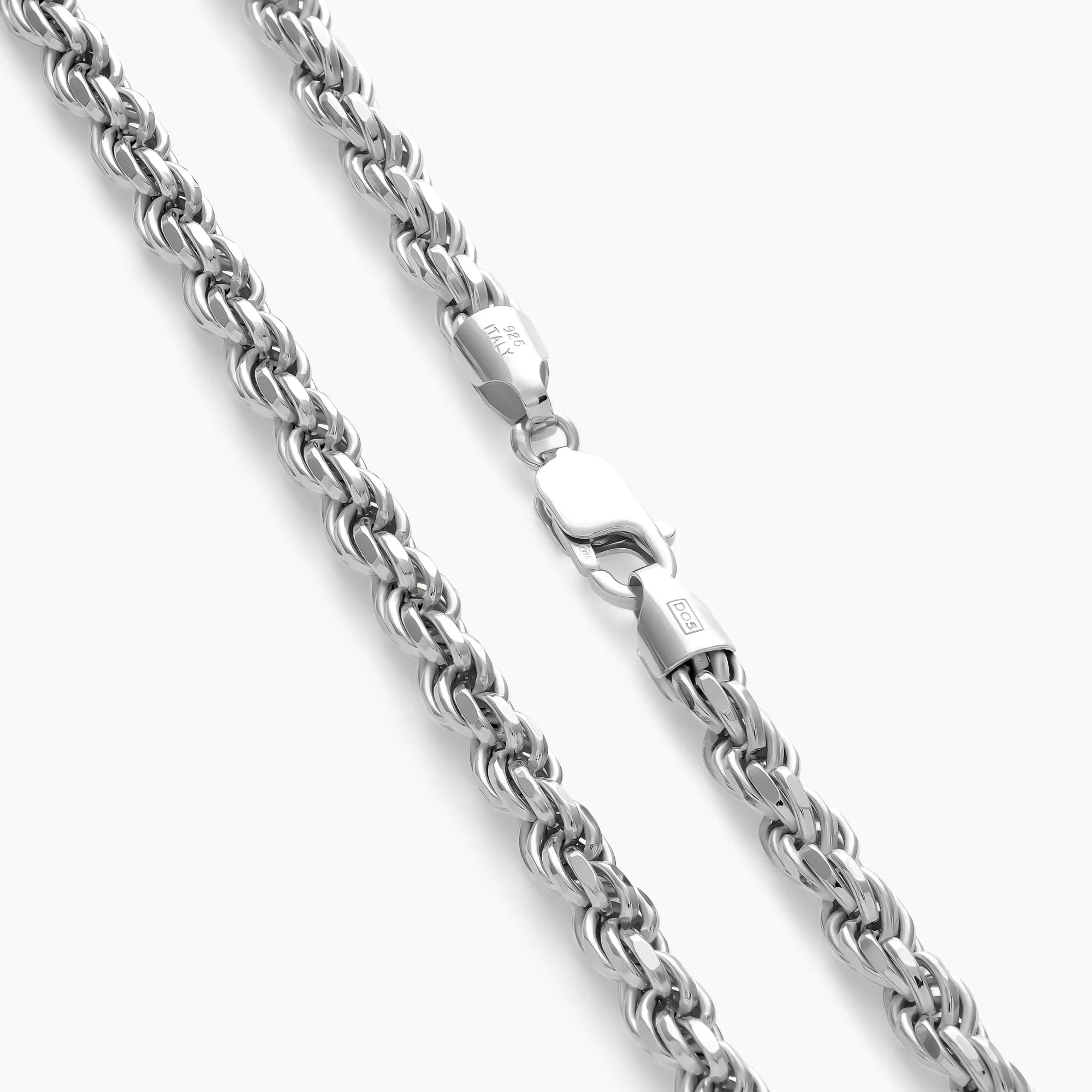 Clasp on the 6mm Rope Silver Chain