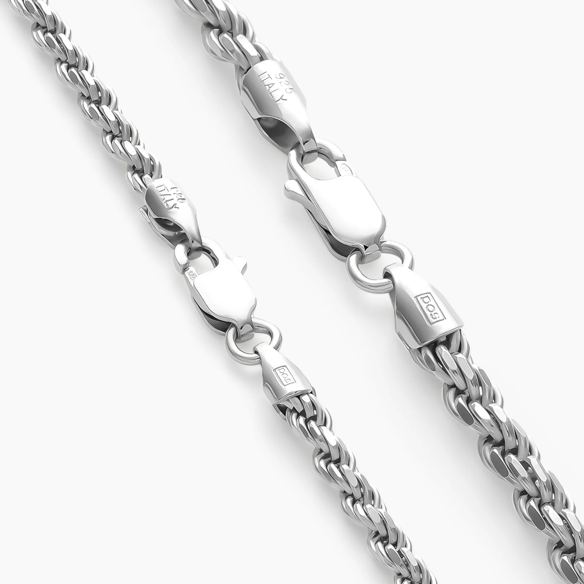 Clasps on the Rope chains in 925 sterling silver