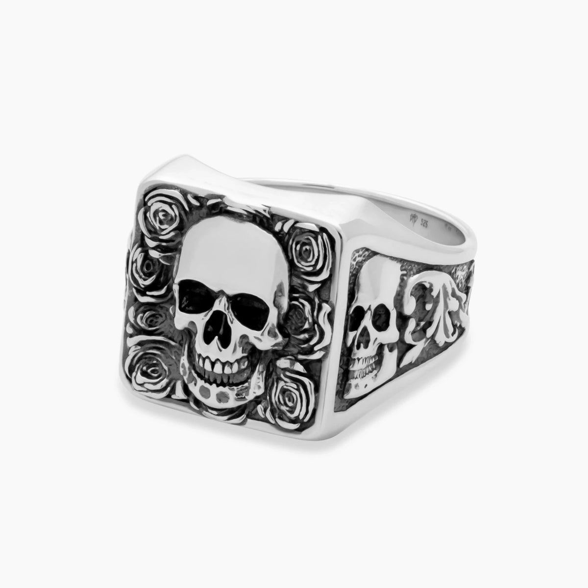 Skull And Roses Rings Skull Rose Ring - Men's Skull Ring Sterling Silver