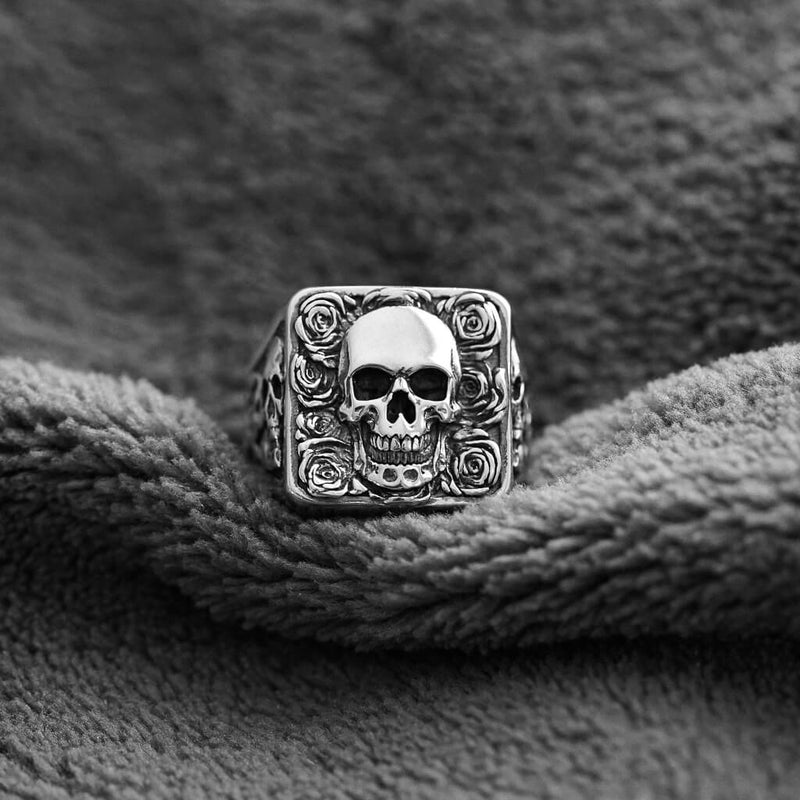 skull rose ring