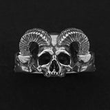 Horned Plague Skull Ring