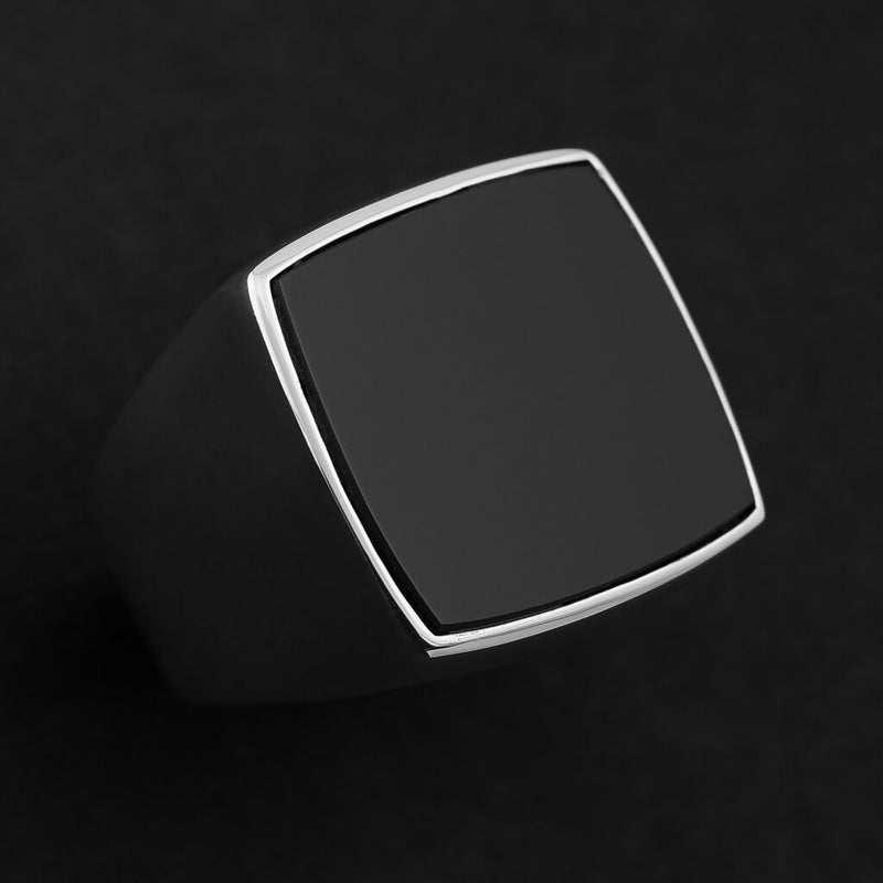 Onyx Signet Ring for Men - Solid 925 Sterling Silver. - VY Jewelry