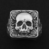 plague skull rose ring