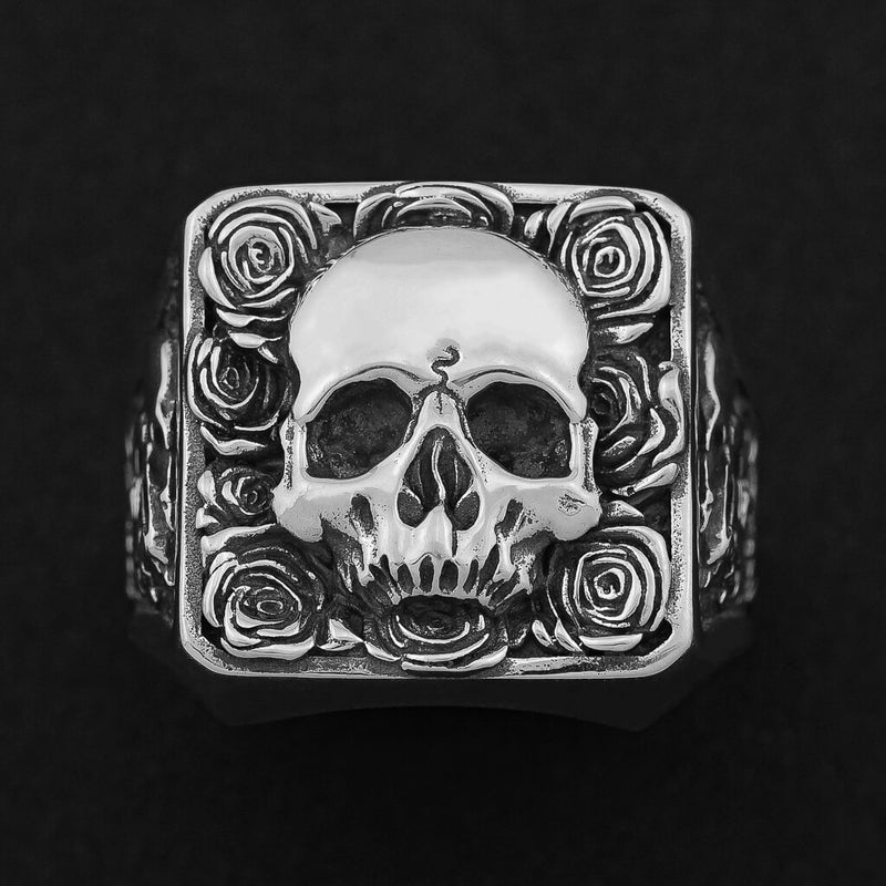 plague skull rose ring