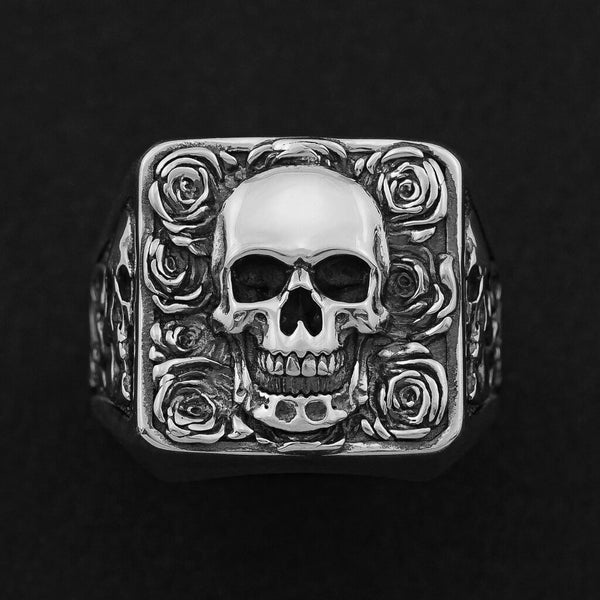 skull rose ring